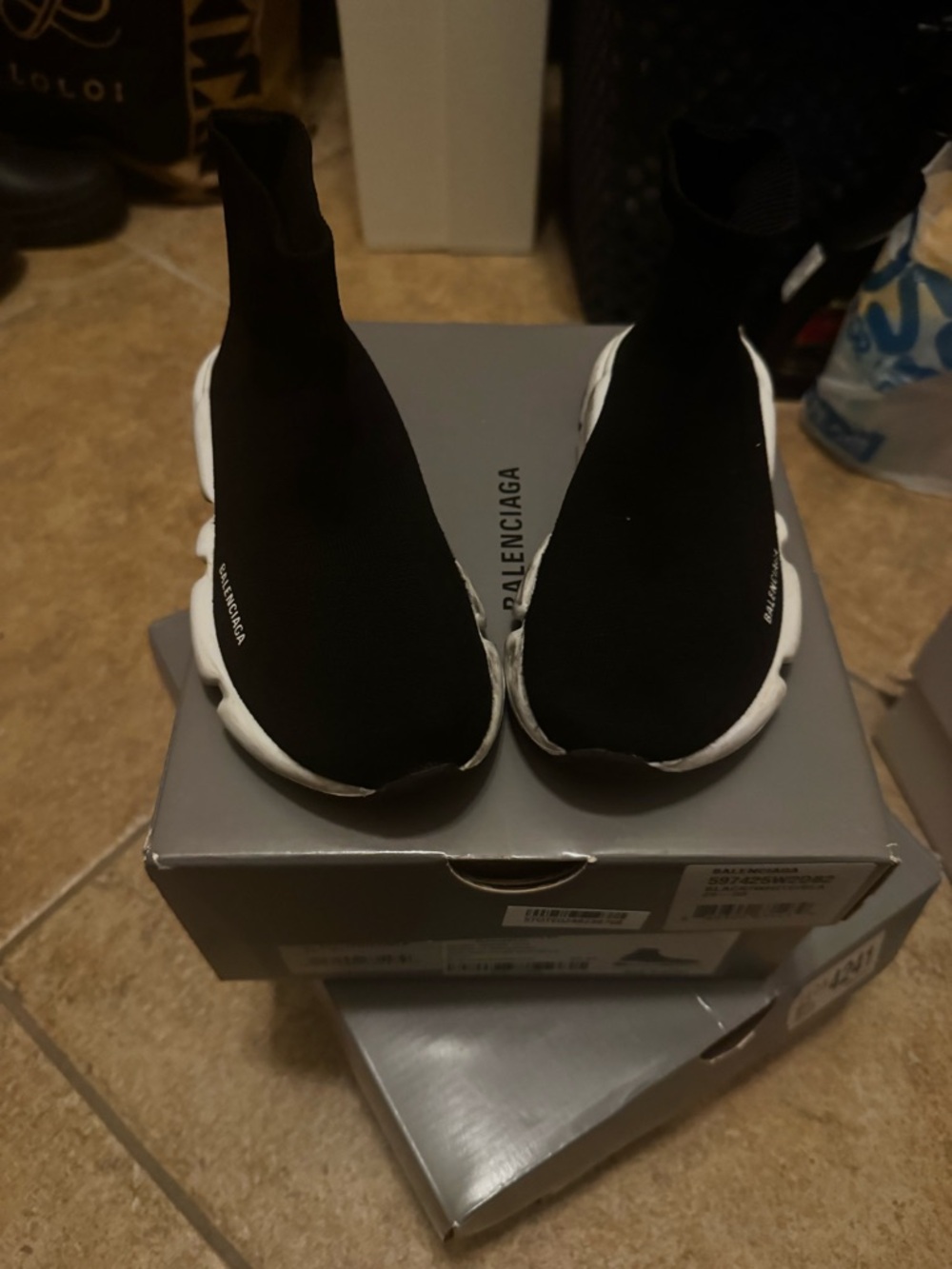 Balenciaga Kids Black and White Chunky Sole Sneakers